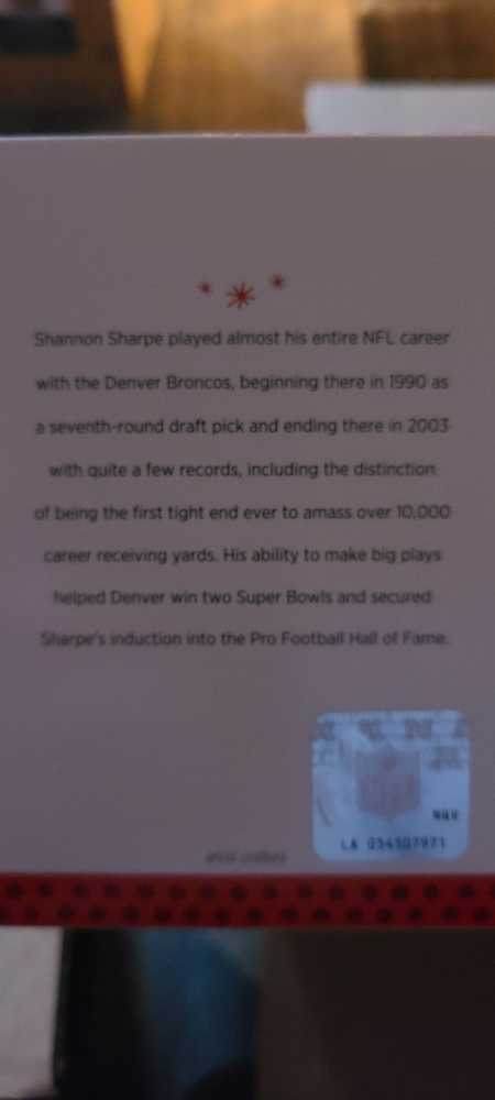 #19c Shannon Sharpe - Football Legends (Sports) ornament collectible [Barcode 795902350710] - Main Image 2