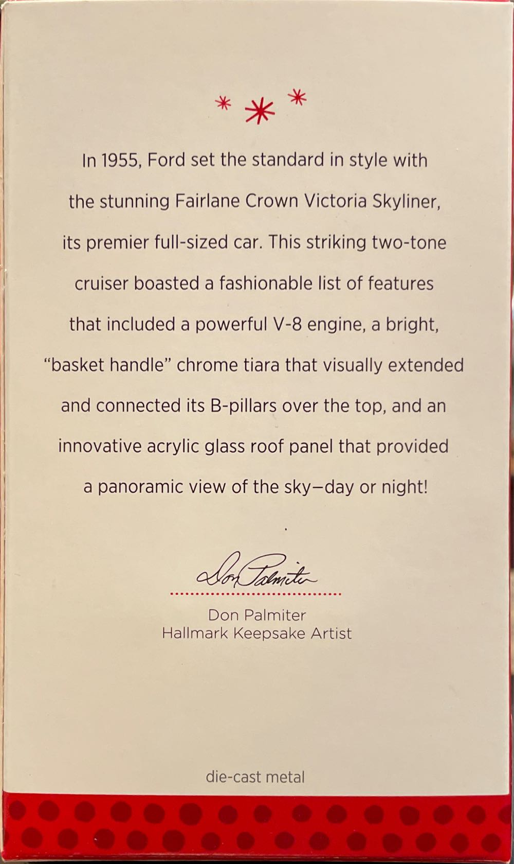 23 - 1955 Ford Fairlane Crown Victoria Skyliner - Classic American Cars (Ford Crown Victoria) ornament collectible [Barcode 795902359102] - Main Image 2