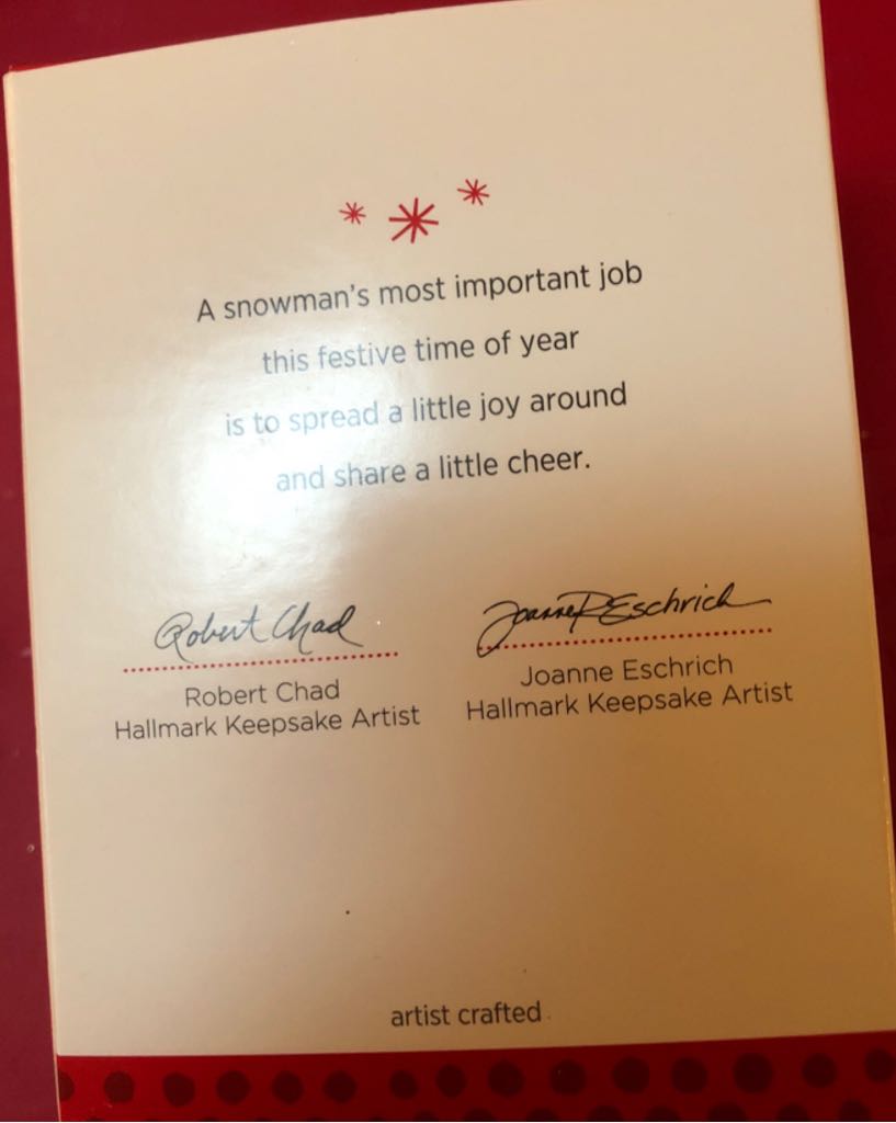 Snowman 2013 - A Snowman’s Joyful Job (Snowman) ornament collectible [Barcode 795902367824] - Main Image 2