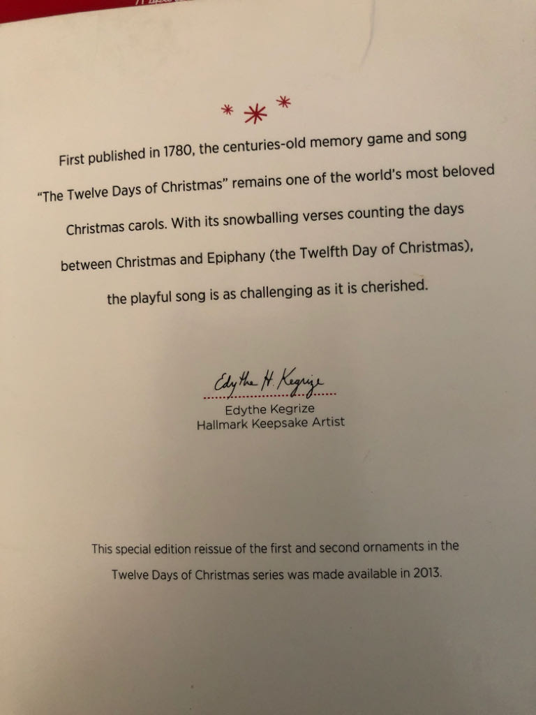 Twelve Days Of Christmas - Twelve Days Of Christmas (Birds) ornament collectible [Barcode 795902367855] - Main Image 2