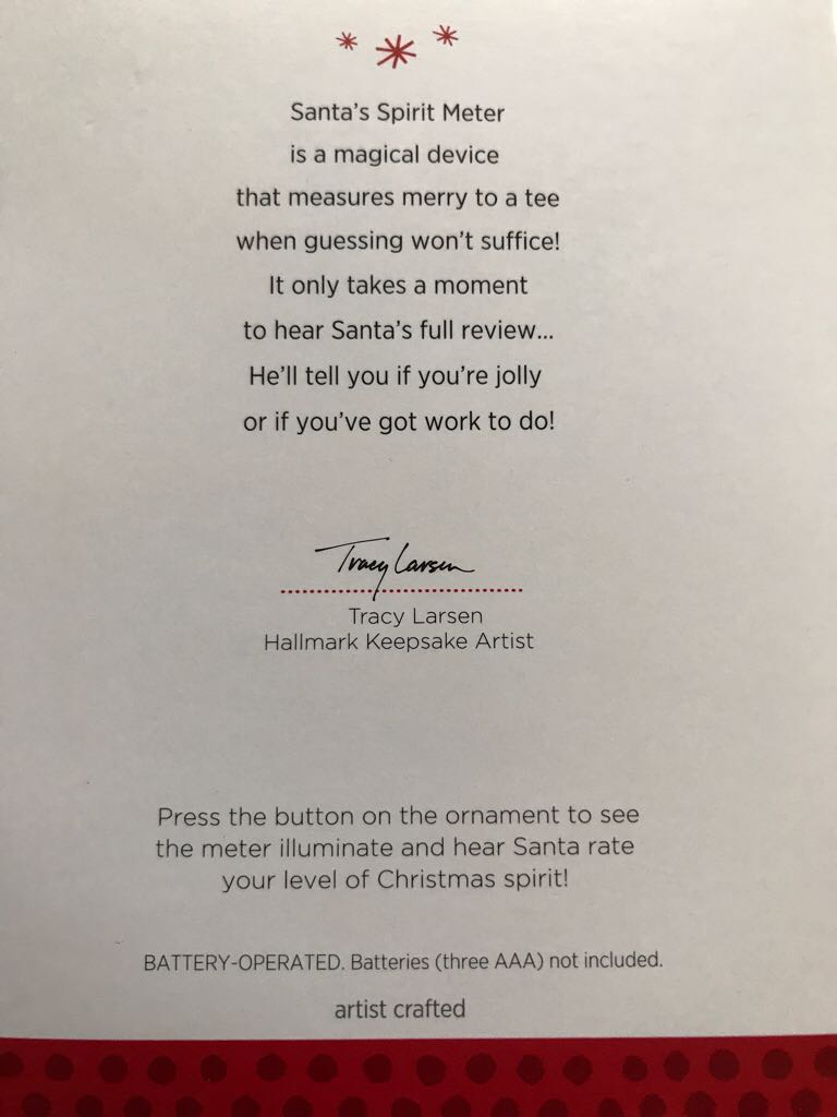 Santa’s Spirit Meter  (Magic And Light!) ornament collectible [Barcode 795902370862] - Main Image 2