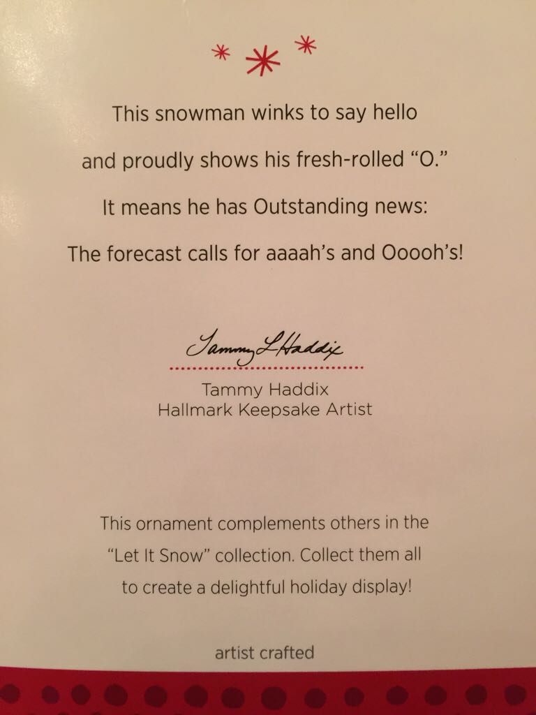 “O” Is For Ooooh! - Let It Snow (Snow) ornament collectible [Barcode 795902372798] - Main Image 2