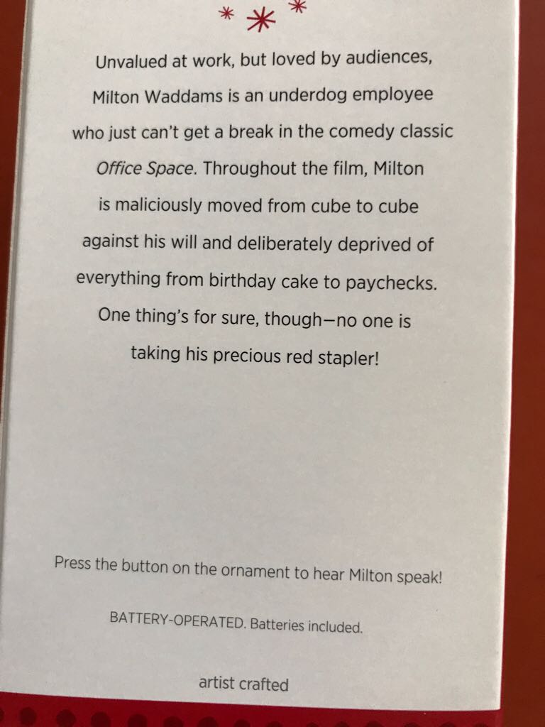 Milton Waddams - Movies (Movie Classics) ornament collectible [Barcode 795902373290] - Main Image 2