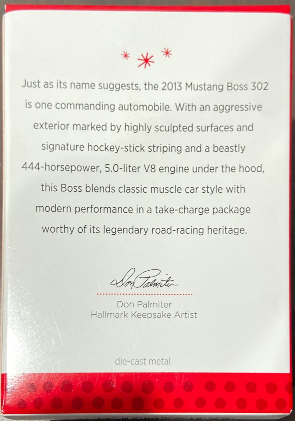 2013 CAC 2013 Ford Mustang Boss 302 2013 Hallmark Ornament - Classic American Cars ornament collectible [Barcode 795902381233] - Main Image 3