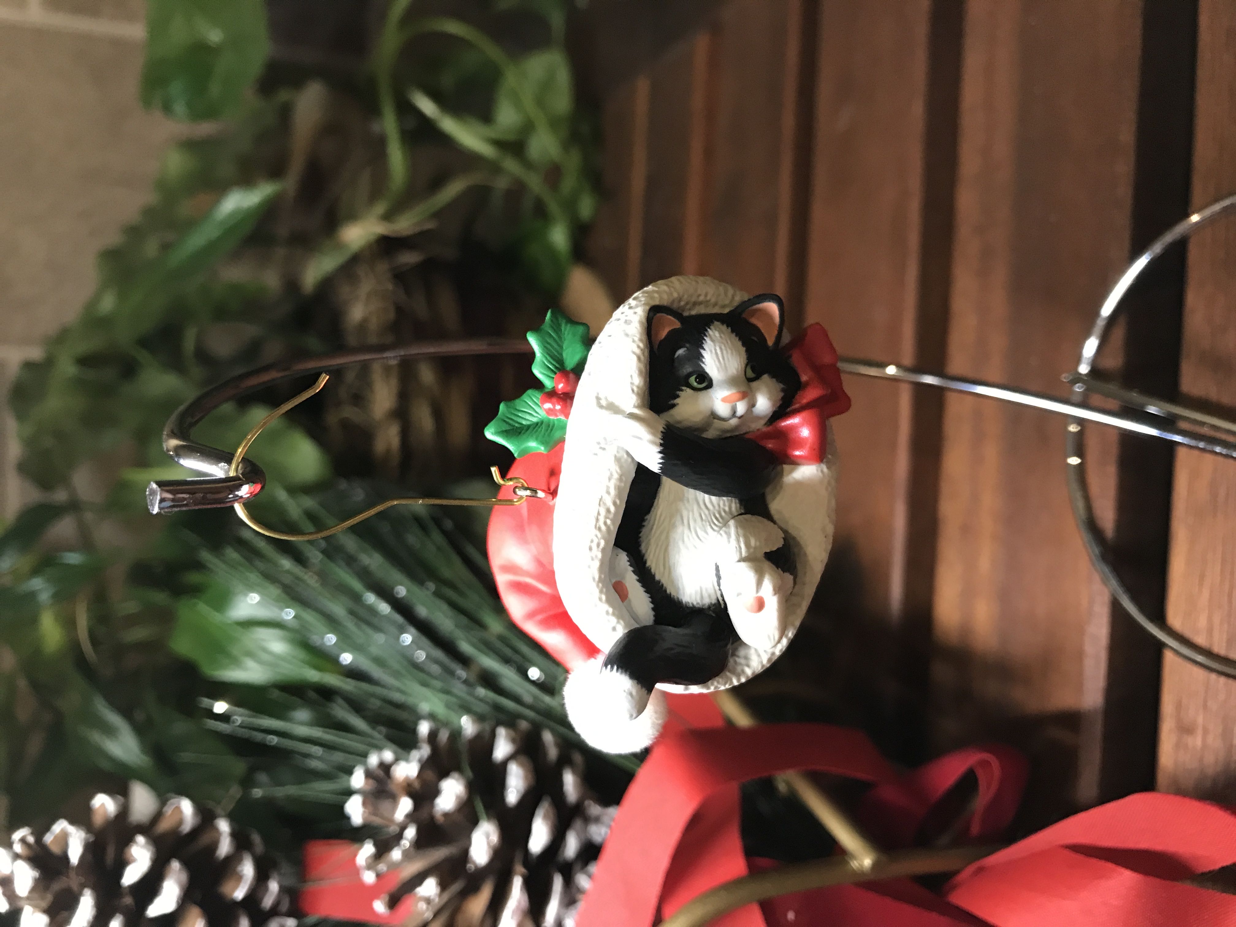 Mischievous Kittens: Kitten in Santa’s Hat - Mischievous Kittens (Cats) ornament collectible [Barcode 795902402297] - Main Image 2