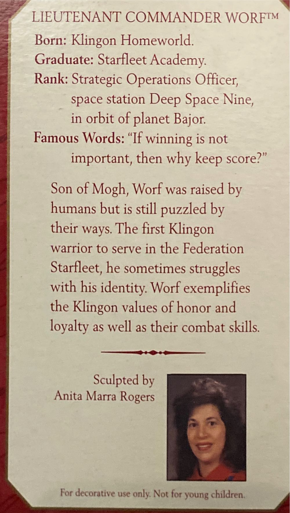 Worf - Hallmark Keepsake Ornament (Star Trek: Deep Space Nine) ornament collectible [Barcode 015012481136] - Main Image 2
