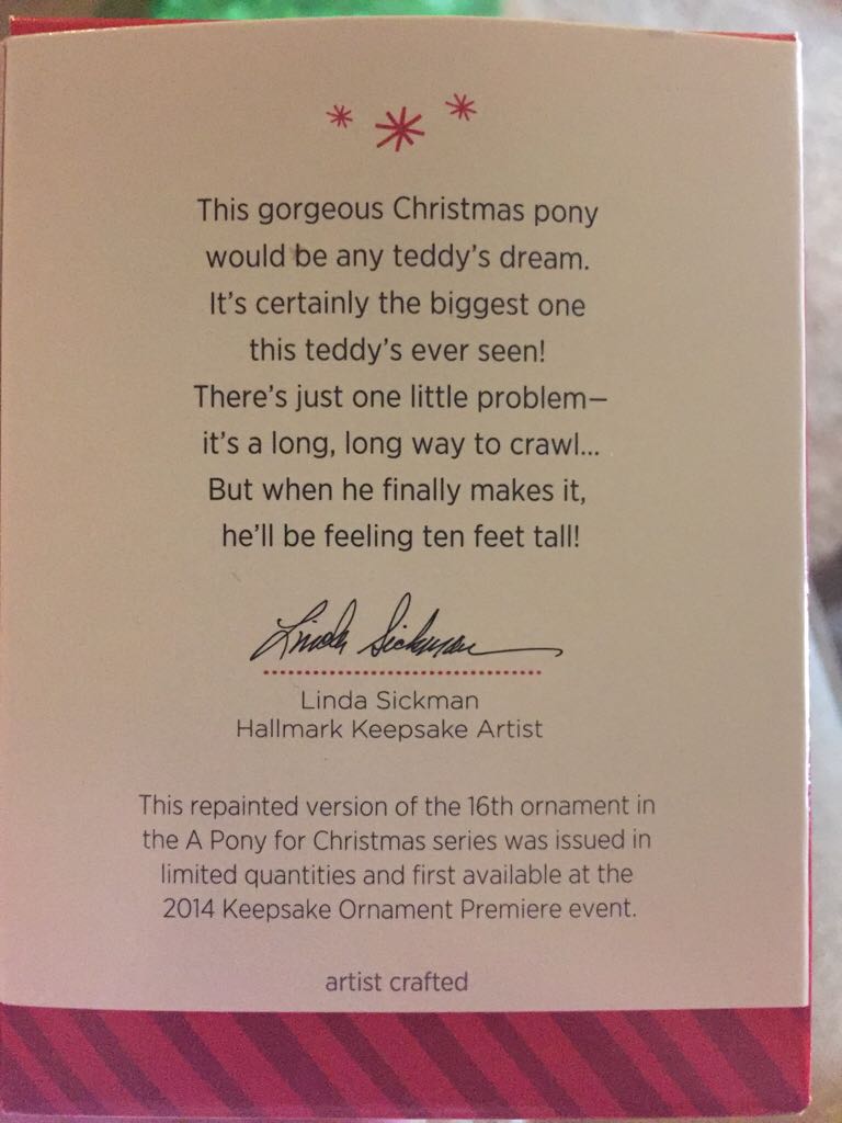 A Pony For Christmas #16 Repaint (2014) - A Pony For Christmas Special Edition (Hallmark Keepsake) ornament collectible [Barcode 795902402891] - Main Image 2