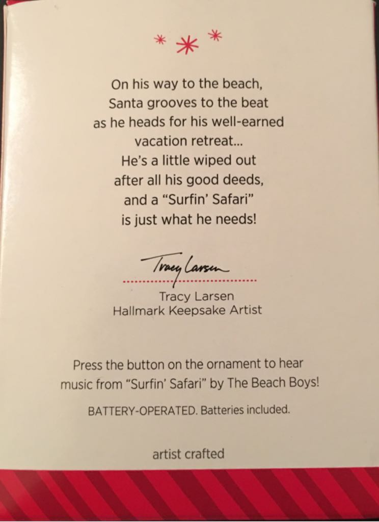 Surfin’ Safari Santa - Magic Sound (Magic Sound) ornament collectible [Barcode 795902411381] - Main Image 2