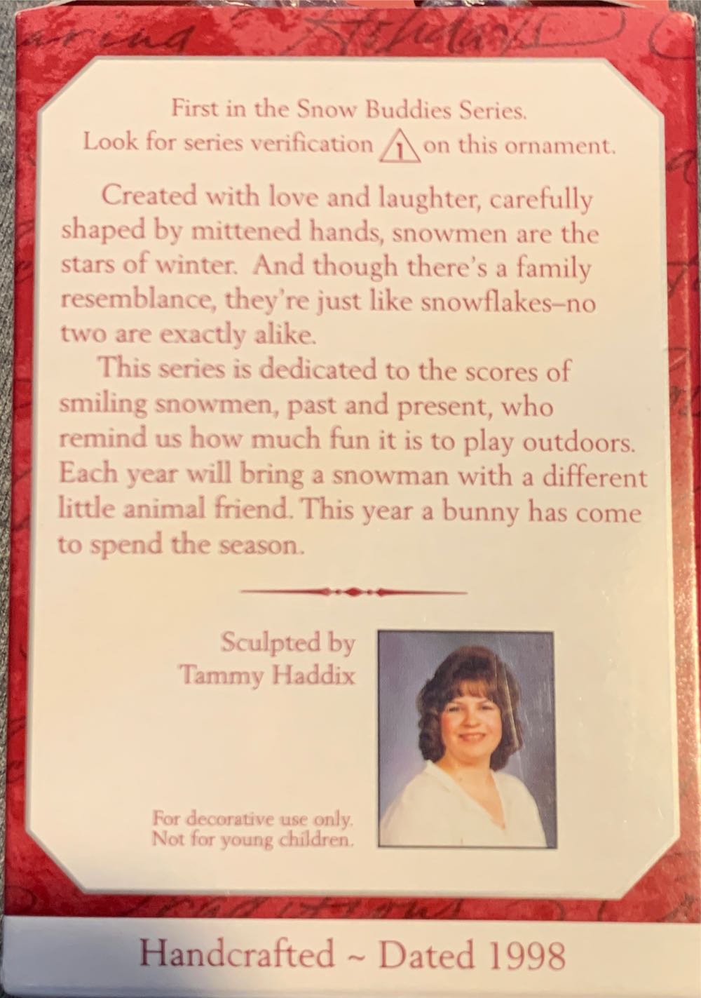 Snow Buddies #1 - Snow Buddies (Snowman, Bunny) ornament collectible [Barcode 015012487152] - Main Image 2