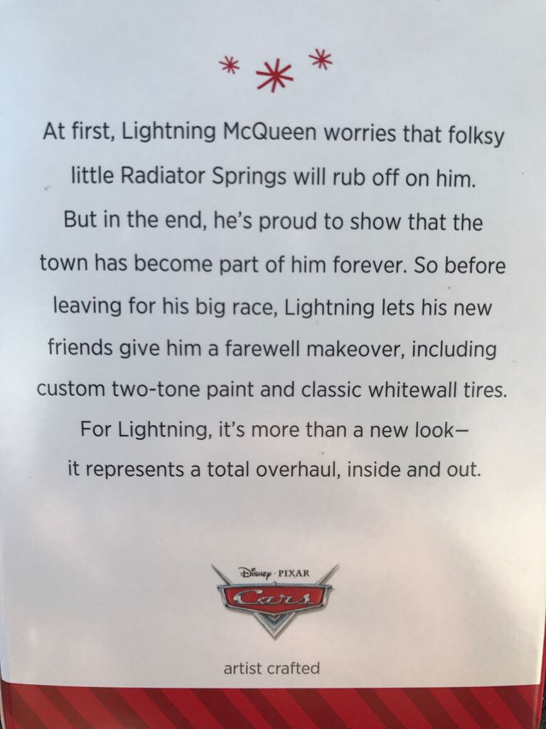 Radiator Springs Lightning McQueen - Disney • Pixar Cars (Pixar) ornament collectible [Barcode 795902412401] - Main Image 2