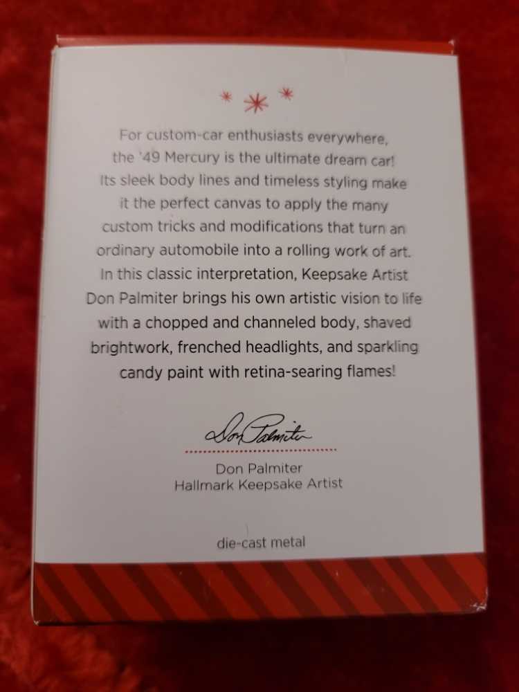 1949 Mercury Custom - Hallmark Club Member Exclusive (Cars) ornament collectible [Barcode 795902413156] - Main Image 3