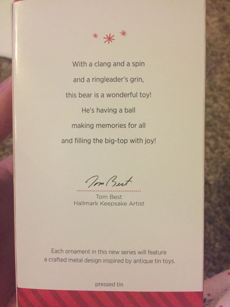 Big-top Bear - Pressed Tin Toys (Patriotic) ornament collectible [Barcode 795902423988] - Main Image 2