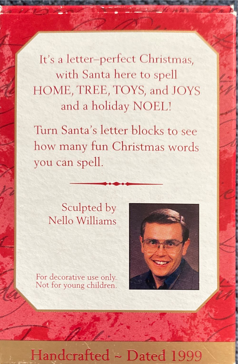 Spellin’ Santa  - Santa (Spelling) ornament collectible [Barcode 015012493146] - Main Image 2