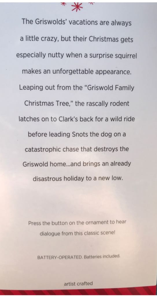 2014 Squirrel! - National Lampoon’s Christmas Vacation (Magic - Sound) ornament collectible [Barcode 795902431143] - Main Image 2