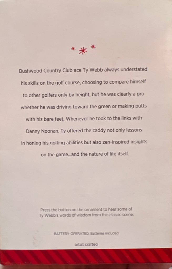 Caddyshack: The Zen Of Golf 2014 Ornament - Caddyshack (Ty Webb Golfing) ornament collectible [Barcode 795902431198] - Main Image 2