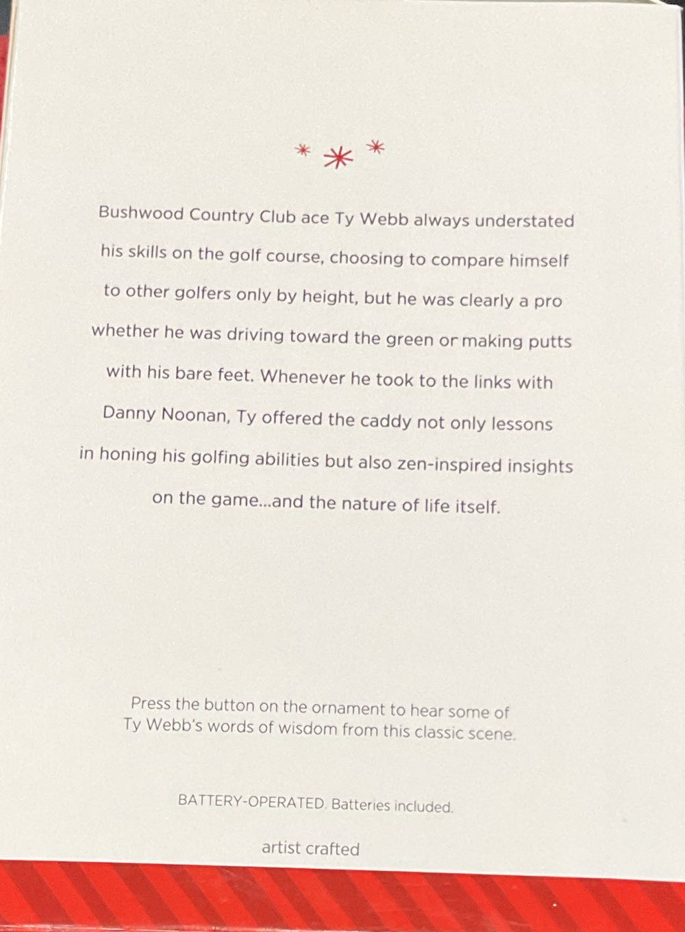 Caddyshack: The Zen Of Golf 2014 Ornament - Caddyshack (Ty Webb Golfing) ornament collectible [Barcode 795902431198] - Main Image 3