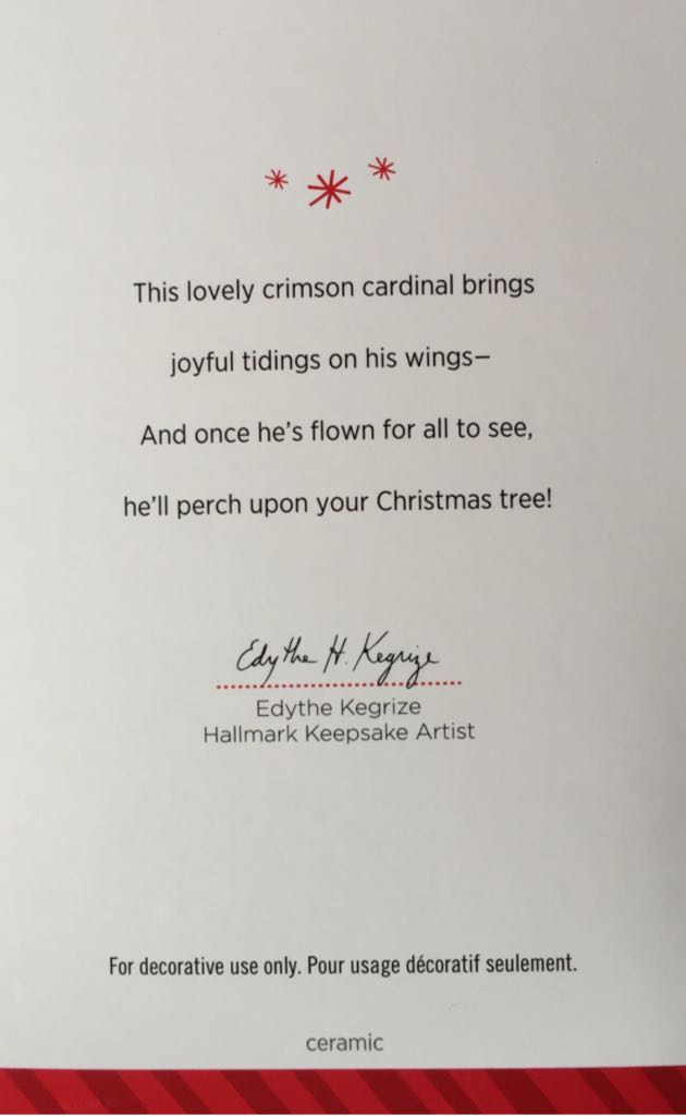 Christmas Cardinal - Birds (Birds) ornament collectible [Barcode 795902434137] - Main Image 2