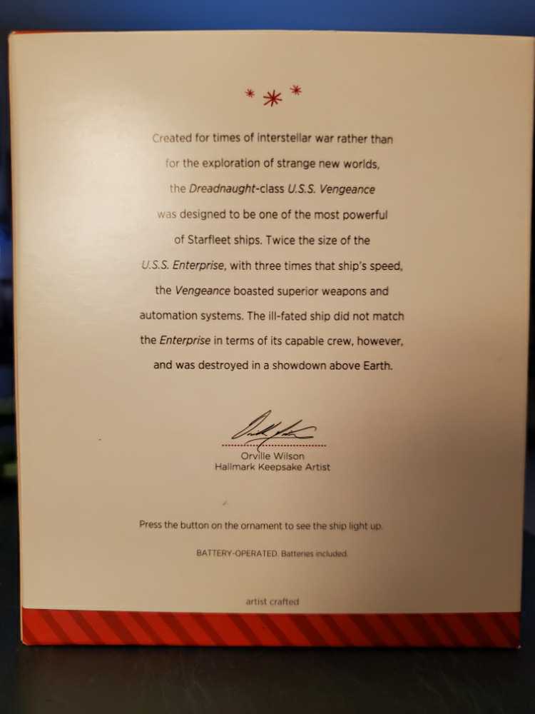 U.S.S. Vengeance - Hallmark Keepsake - Star Trek (Star Trek: Into Darkness) ornament collectible [Barcode 795902435097] - Main Image 3