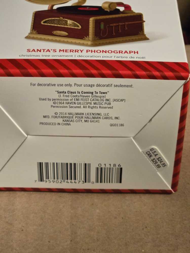Santa’s Merry Phonograph - Magic Light And Sound (Magic Light And Sound) ornament collectible [Barcode 795902444730] - Main Image 3