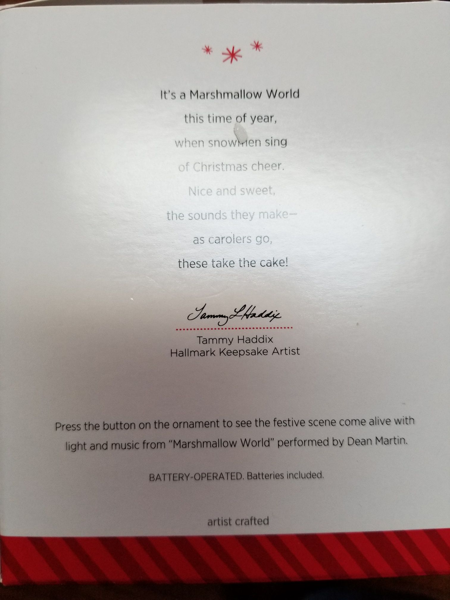 Marshmallow World - Dean Martin (Magic - Light And Sound) ornament collectible [Barcode 795902447922] - Main Image 2