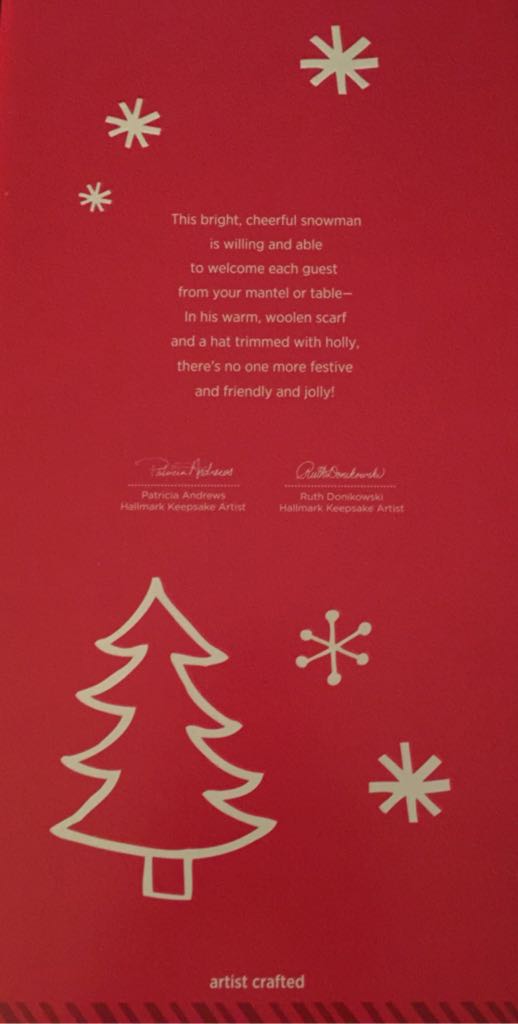 Cheerful Snowman   (Tabletop Snowman) ornament collectible [Barcode 795902457938] - Main Image 2