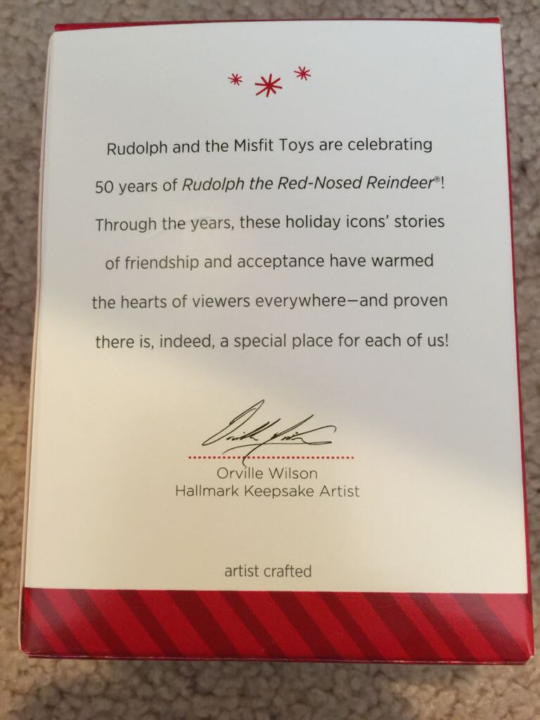 Hallmark Keepsake. Christmas. Rudolph. 2014. Rudolph The Red-Nosed Reindeer. 50th Anniversary Misfit Toys. Designed By Orville Wilson. - Rudolph The Red-Nosed Reindeer (50th Anniversay Misfit Toys) ornament collectible [Barcode 795902459345] - Main Image 2