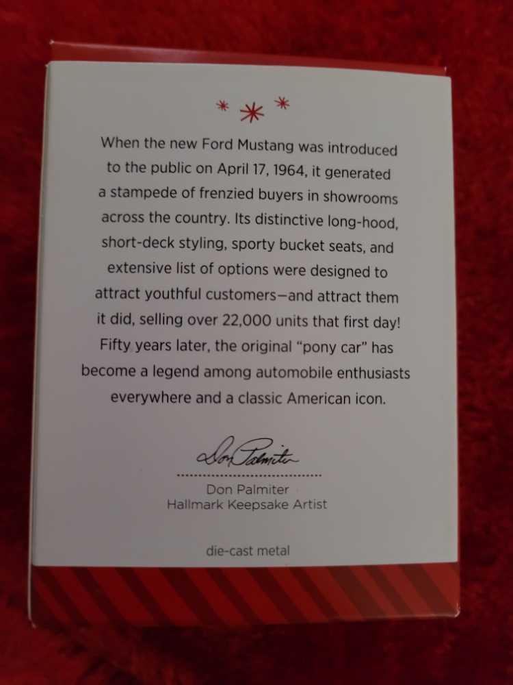 1965 Ford Mustang - Classic American Cars (1965 Ford Mustang) ornament collectible [Barcode 795902459444] - Main Image 3