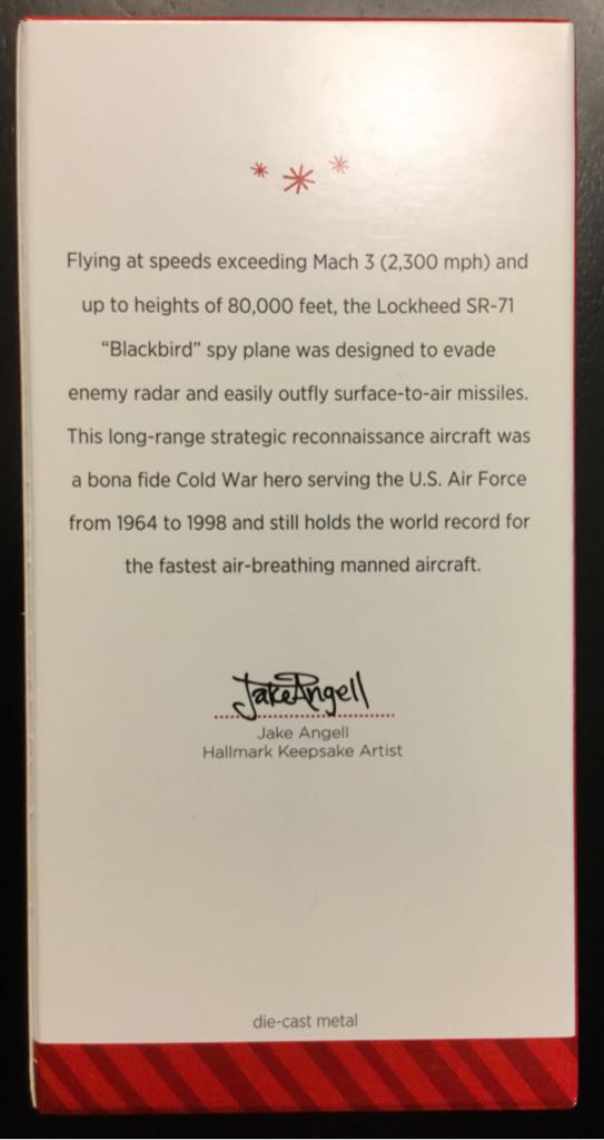 Lockheed SR-71 Blackbird - Sky’s The Limit (Aviation) ornament collectible [Barcode 795902467470] - Main Image 2