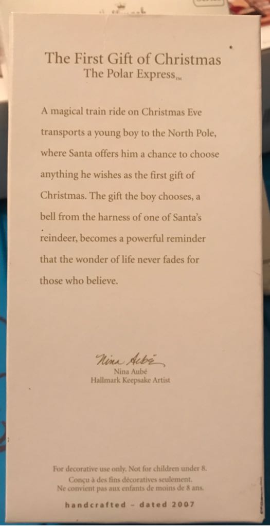 The First Gift Of Christmas  - The Polar Express (The Polar Express) ornament collectible [Barcode 795902983055] - Main Image 2