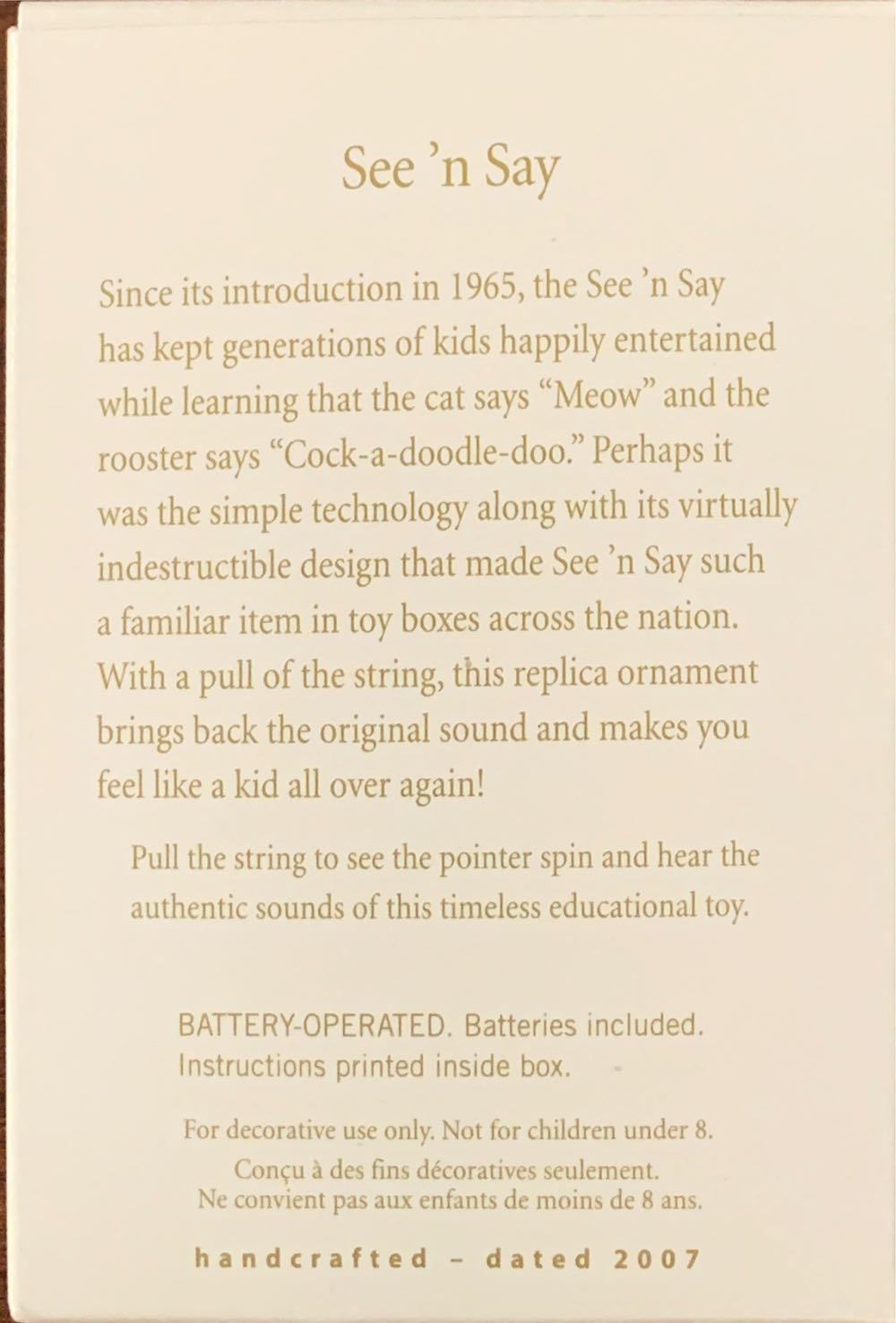 See ’n Say - Fisher Price (Magic - Sound & Motion) ornament collectible [Barcode 795902987060] - Main Image 2