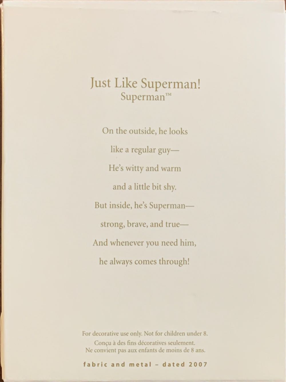 Superman- Just Like Superman! - Superman (Superman) ornament collectible [Barcode 795902987077] - Main Image 2