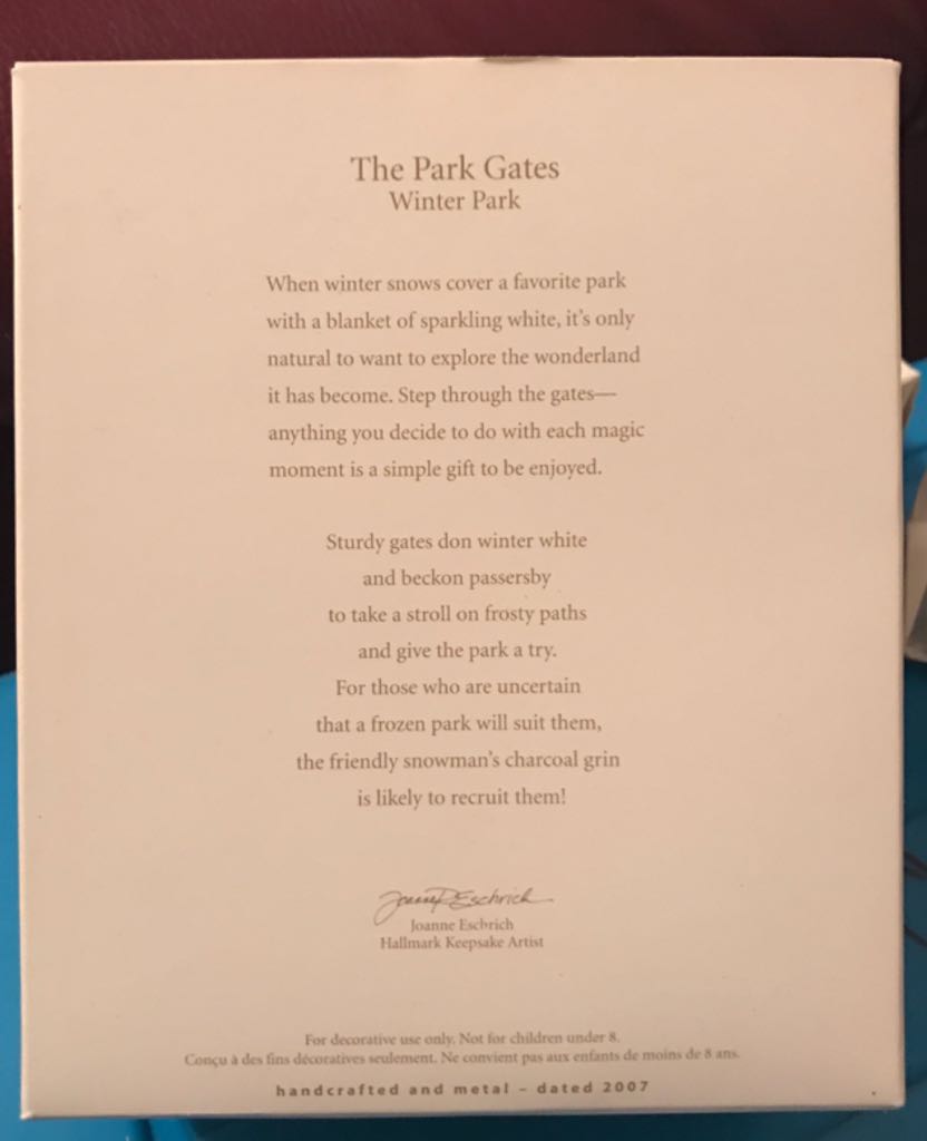 Winter Park The Park Gates - Winter Park (Park Gates) ornament collectible [Barcode 795902990329] - Main Image 2