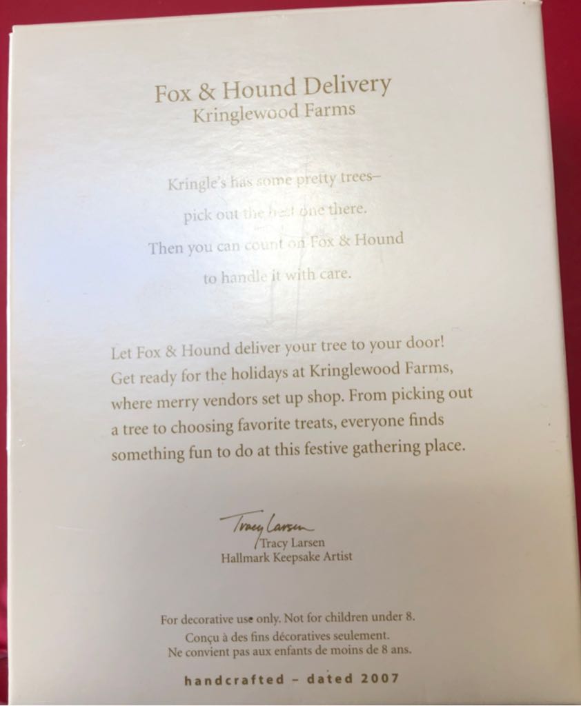 Kringlewood Farmers - Fox & Hound Delivery - Kringlewood Farms (Dog, Fox, Sleigh) ornament collectible [Barcode 795902990947] - Main Image 2