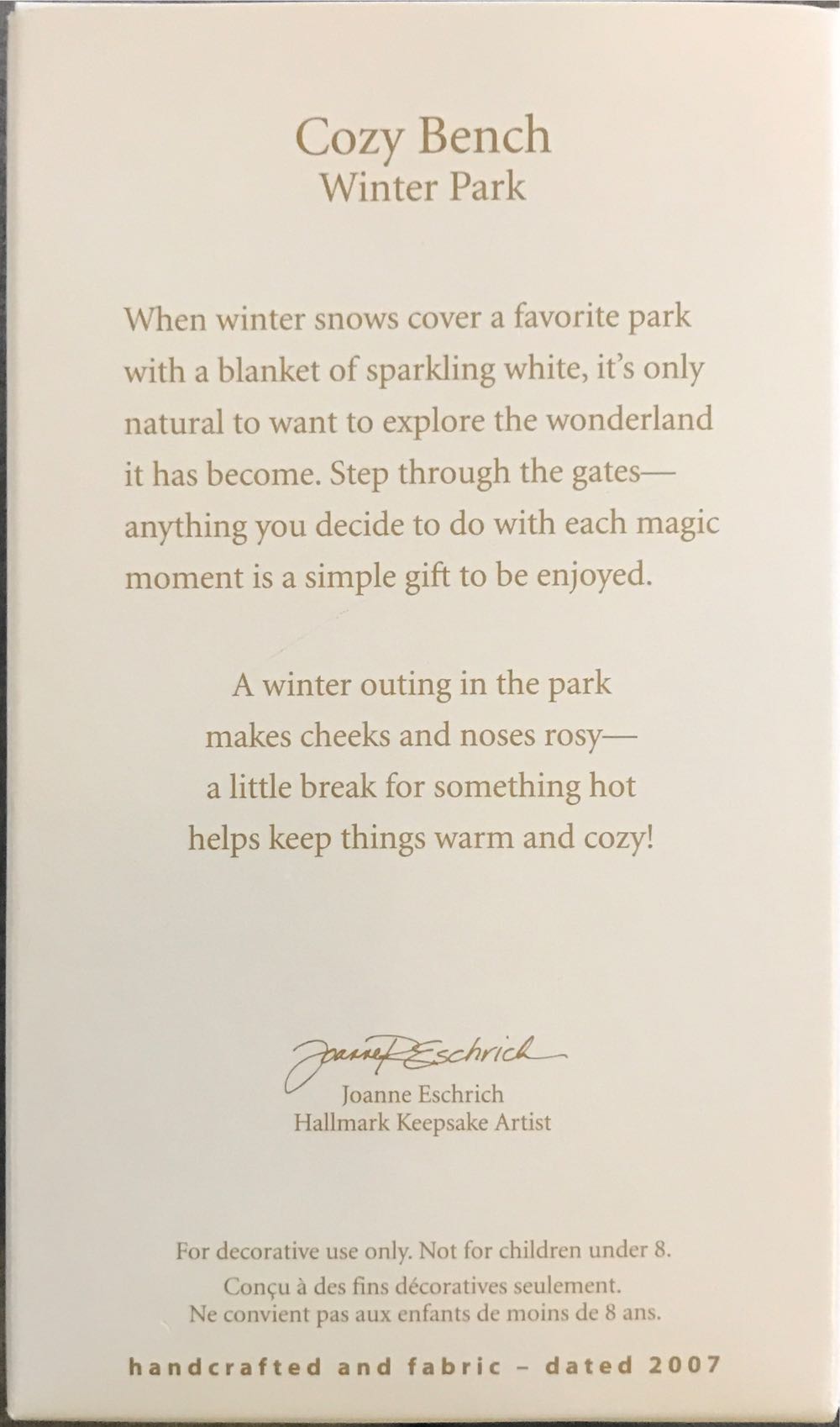 Cozy Bench - Winter Park (Winter Park) ornament collectible [Barcode 795902991005] - Main Image 2