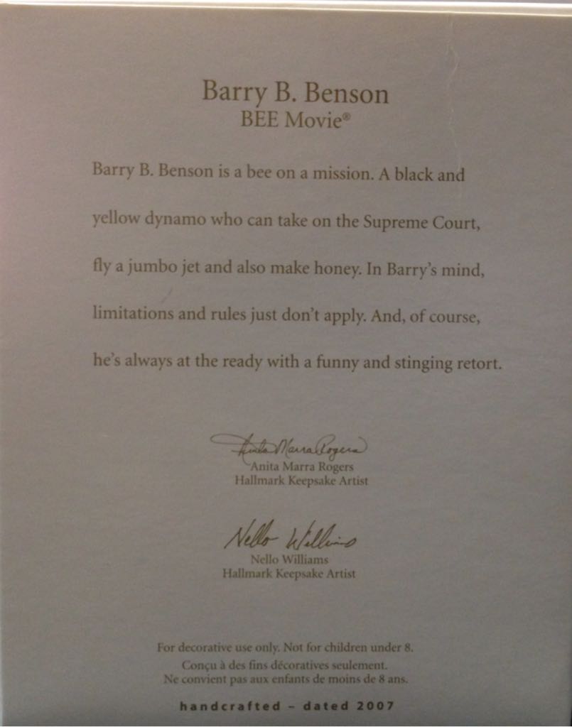 Barry B. Benson - Dreamworks (Movie) ornament collectible [Barcode 795902991043] - Main Image 2