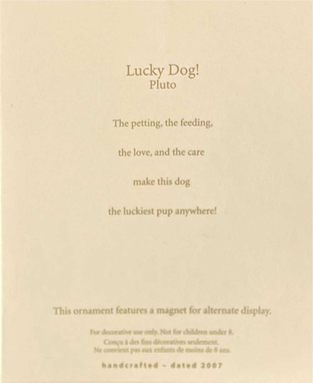 Lucky Dog! - Disney - Pluto (Disney Pluto) ornament collectible [Barcode 795902991098] - Main Image 2