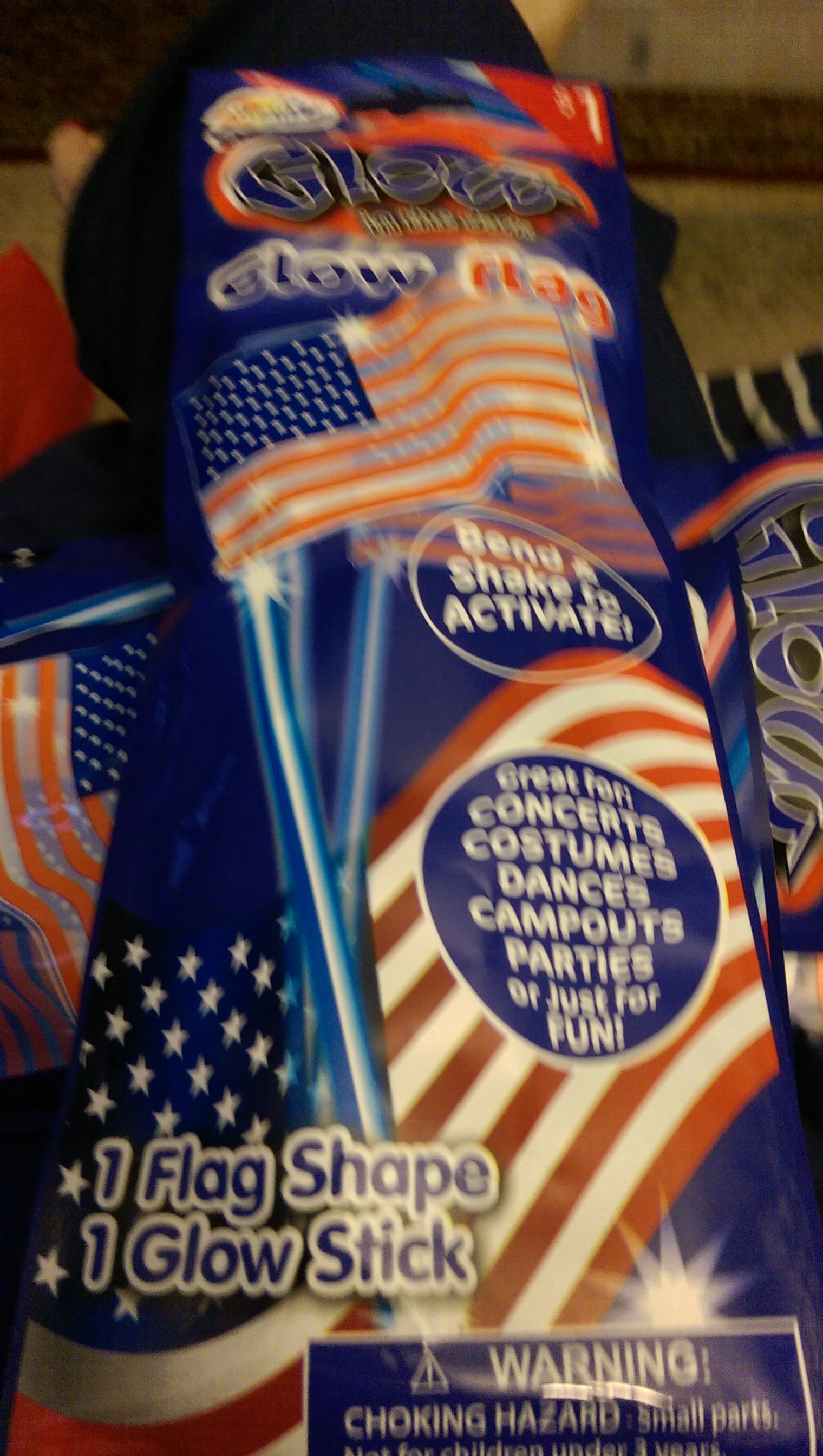 GLOW IN THE DARK GLOW FLAG  (Independence day) ornament collectible [Barcode 812128020071] - Main Image 1
