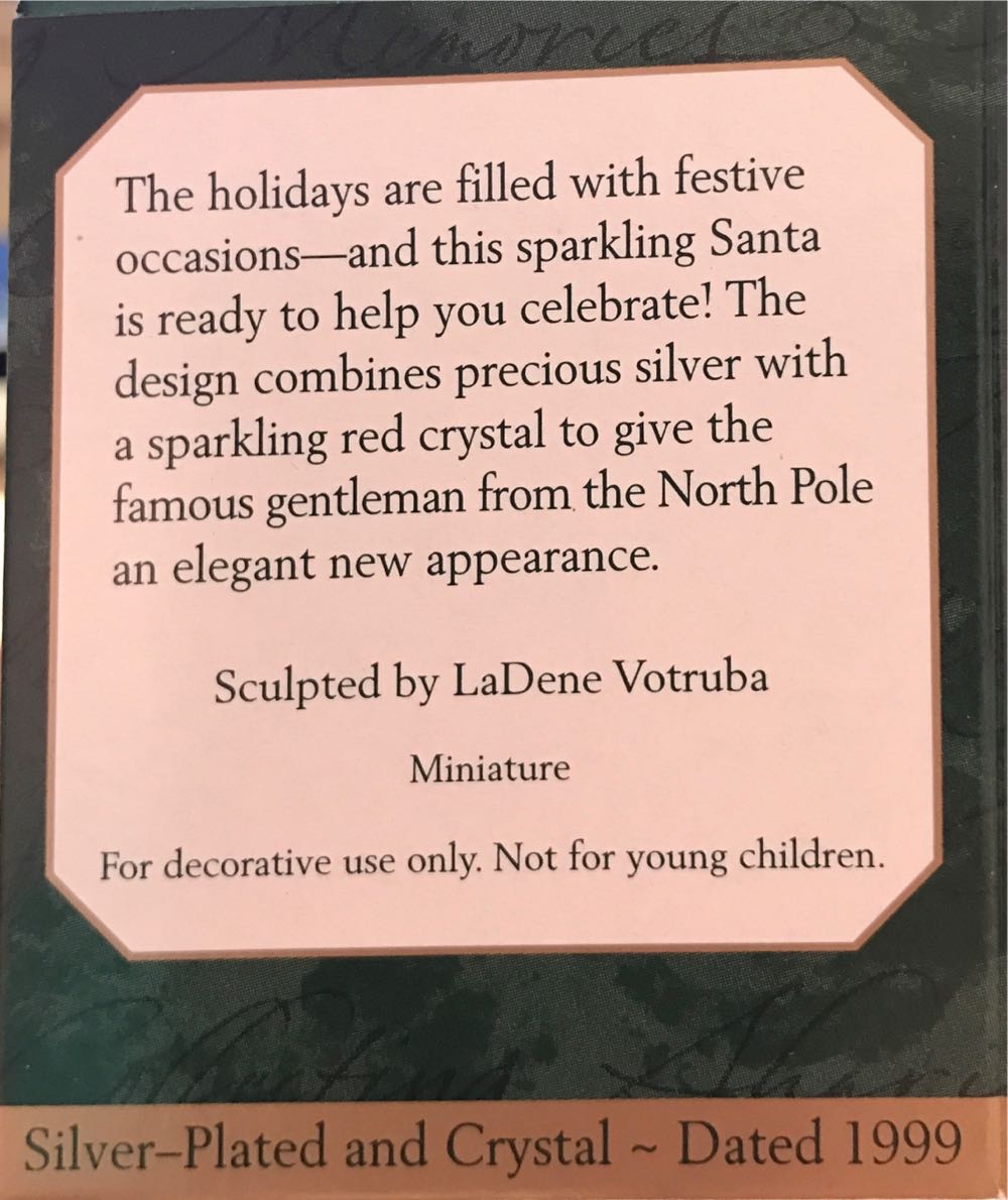 (Crystal) Crystal Claus QXM4637 - Precious Edition ornament collectible [Barcode 015012494174] - Main Image 2