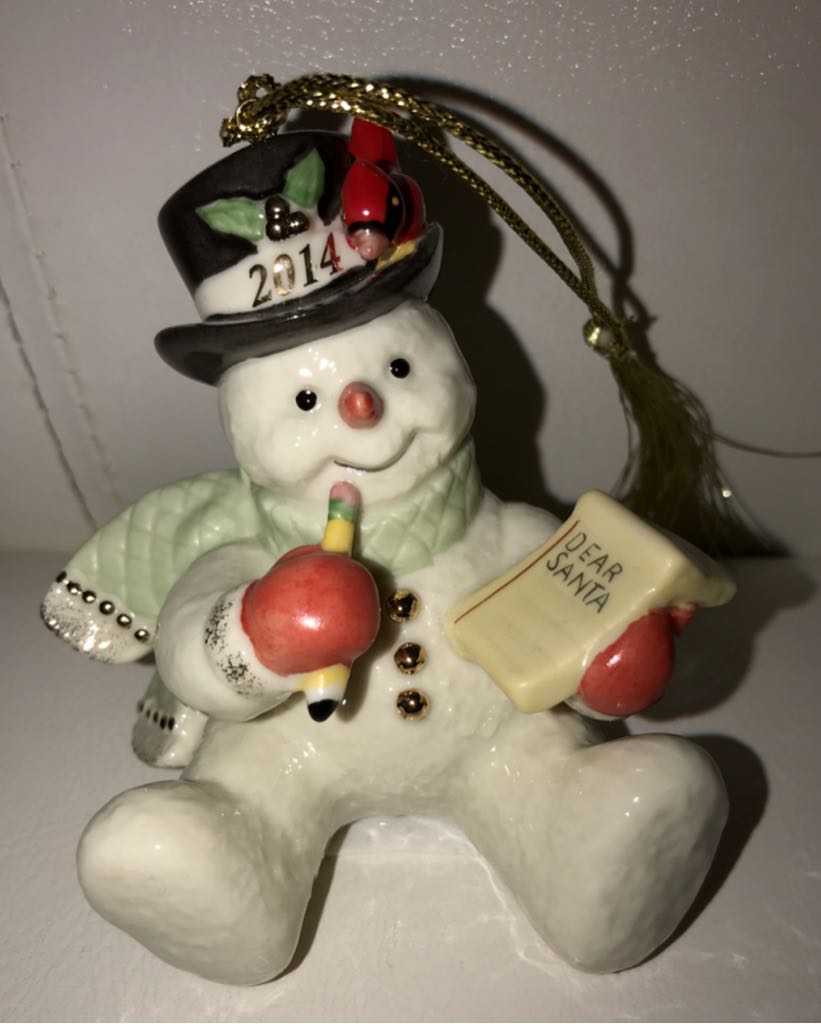 Making A List For Santa - Lenox Annual Snowman Ornament (Snowman) ornament collectible [Barcode 882864428554] - Main Image 1