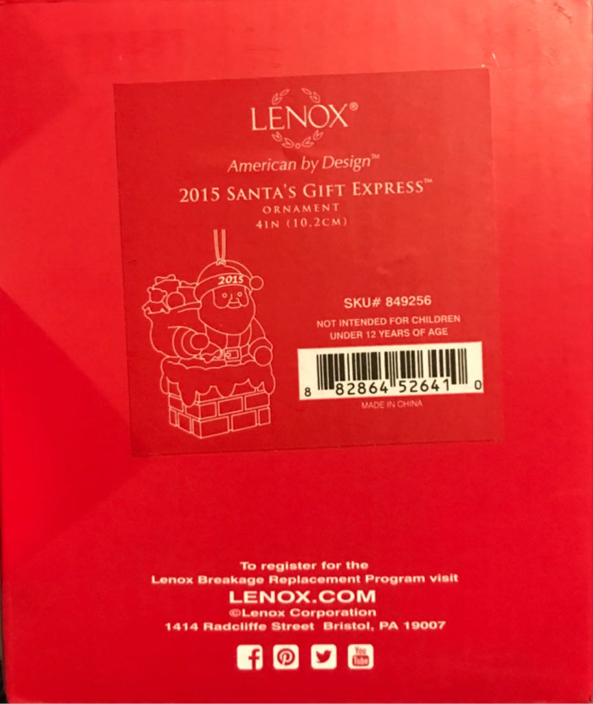 Santa’s Gift Express - Lenox Annual Santa Ornament (Santa Claus) ornament collectible [Barcode 882864526410] - Main Image 2