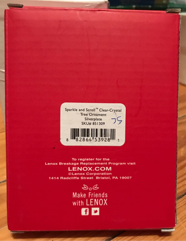 Lenox Sparkle And Scroll - Clear Crystal Tree Ornament  ornament collectible [Barcode 882864539281] - Main Image 2
