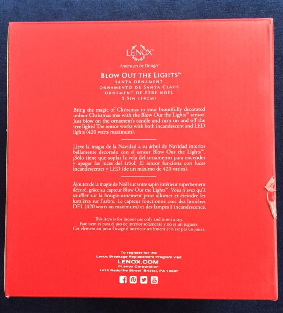 Lenox Blow Out The Candles - American by Design (Santa) ornament collectible [Barcode 882864662750] - Main Image 2