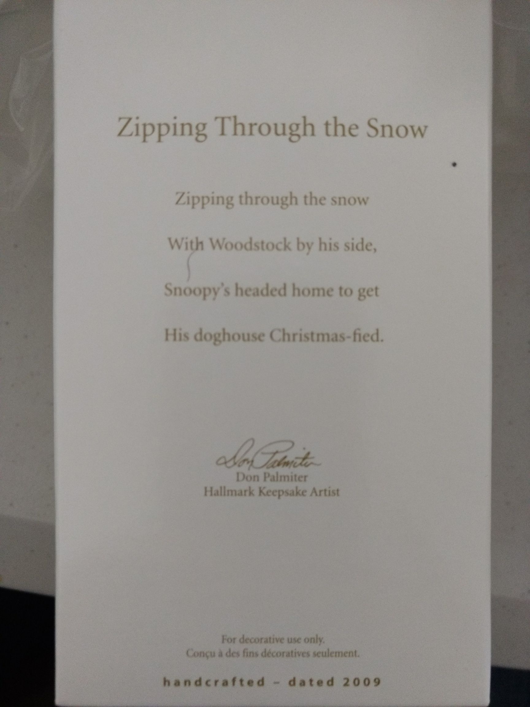 Zipping Through the Snow  (Peanuts) ornament collectible [Barcode 9721922023434] - Main Image 2