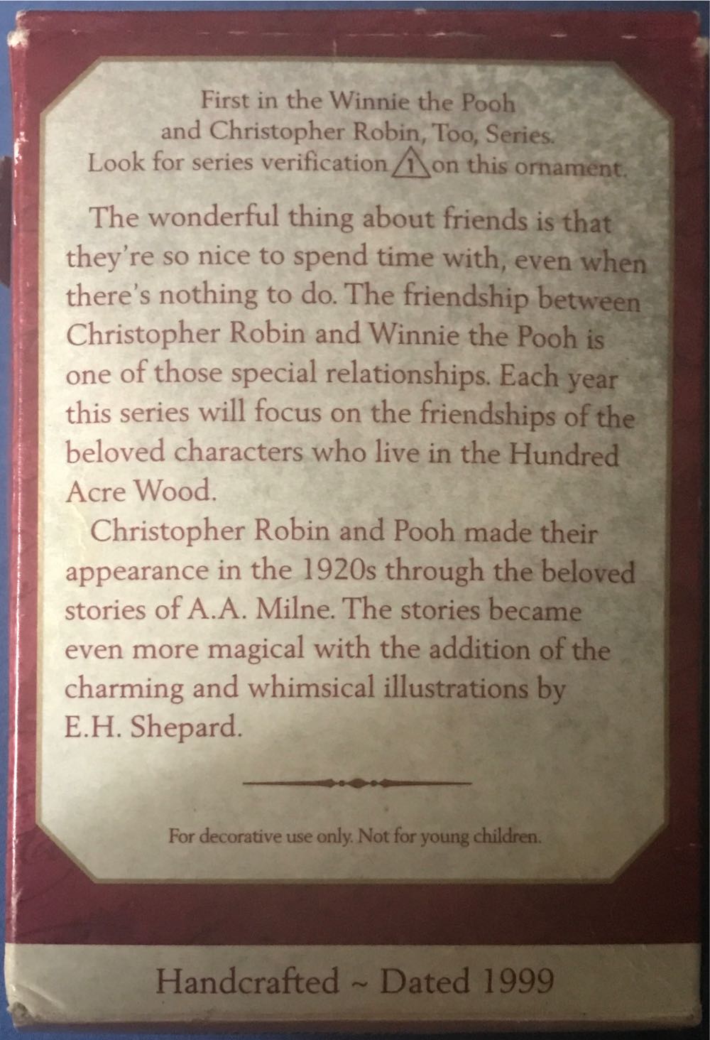 Winnie The Pooh And Christopher Robin Too- #1 Playing With Pooh - Disney Winnie The Pooh (Walt Disney Productions) ornament collectible [Barcode 015012512601] - Main Image 3