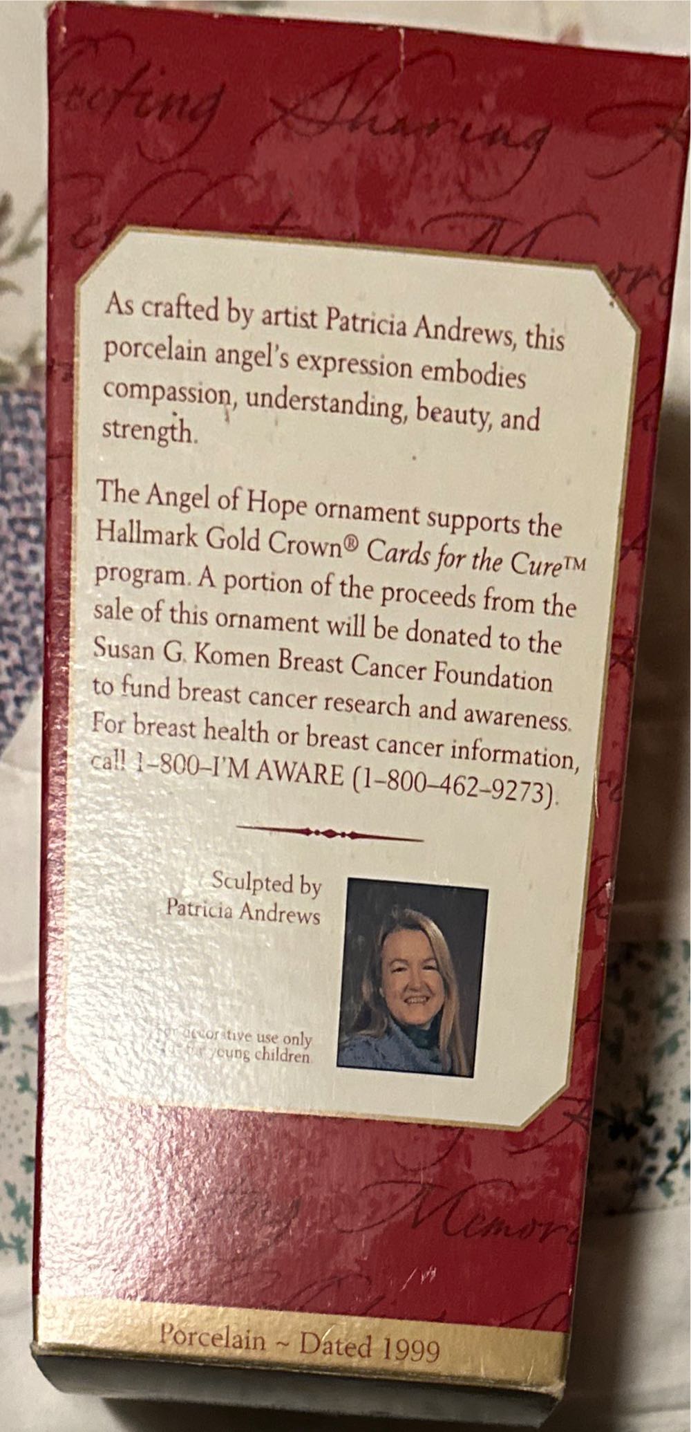 Angel Of Hope - Breast Cancer (Angel) ornament collectible [Barcode 015012520736] - Main Image 3