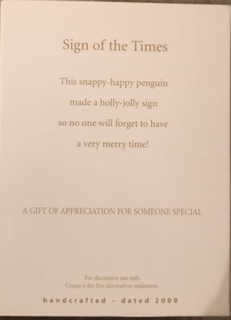 Sign Of The Times  - VIP (Penguins) ornament collectible - Main Image 2
