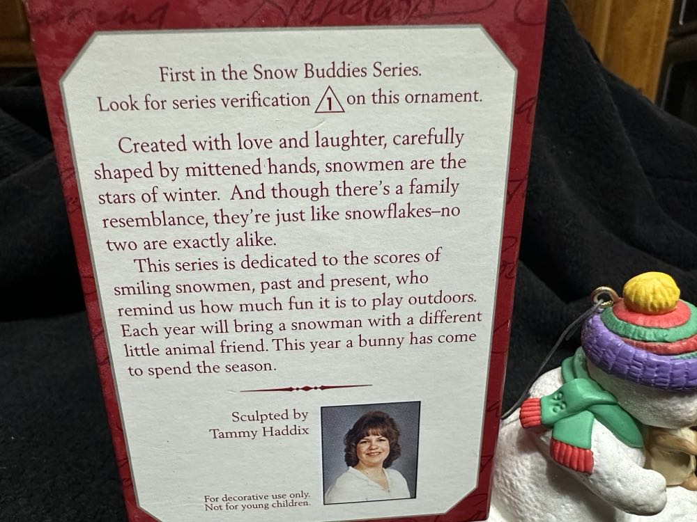 Snow Buddies - 1998 - #1 - With Bunny - Snow Buddies (Collector’s Series) ornament collectible - Main Image 4
