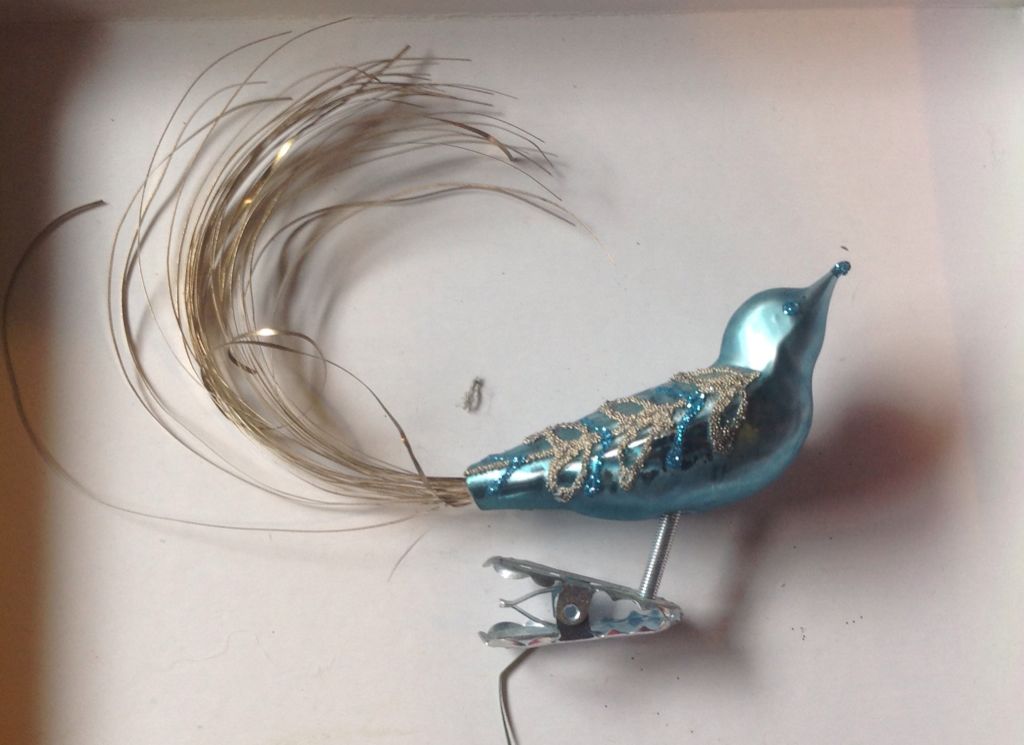 Glass Bird Clip On Blue  ornament collectible - Main Image 1