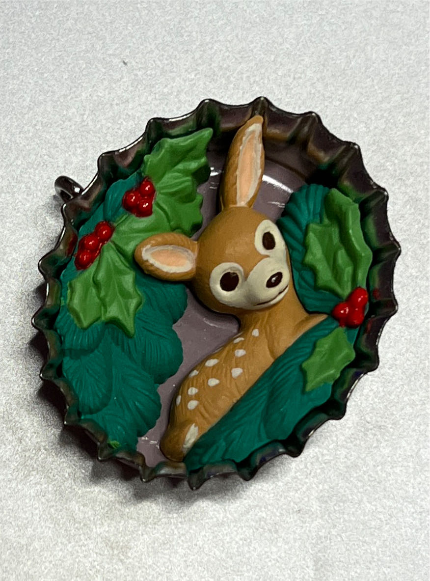 Miniature Bottle Cap Cozy Christmas - Keepsake Ornament Collector’s Club (Deer) ornament collectible - Main Image 3