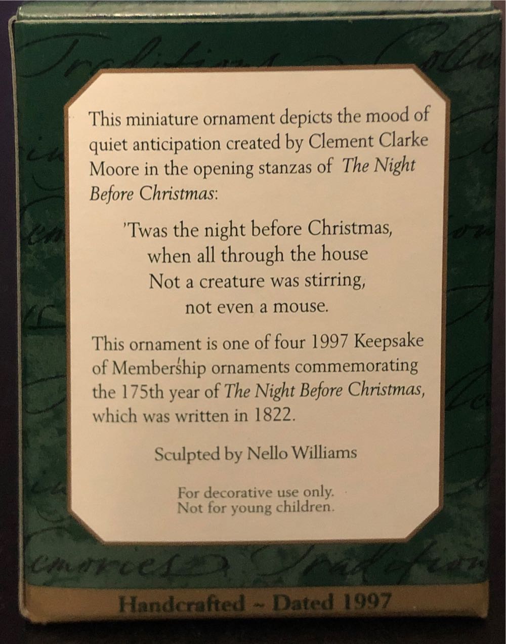Ready For Santa - Twas The Night Before Christmas (CLUB Keepsake Miniature) ornament collectible - Main Image 2
